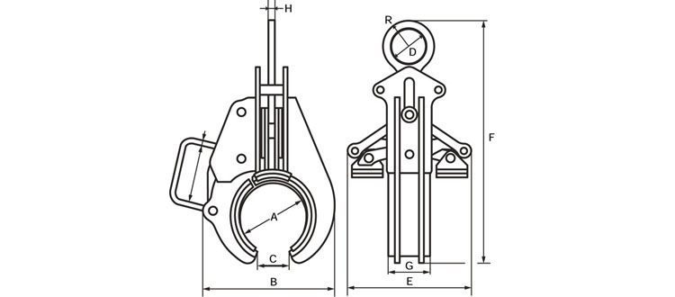 KH管起吊用夾具尺寸圖