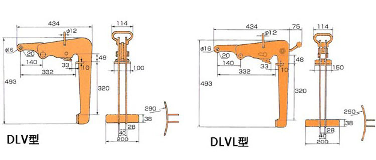 DLV DLVL圓鐵桶專用夾具尺寸圖