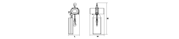 DU型環(huán)鏈電動葫蘆尺寸圖