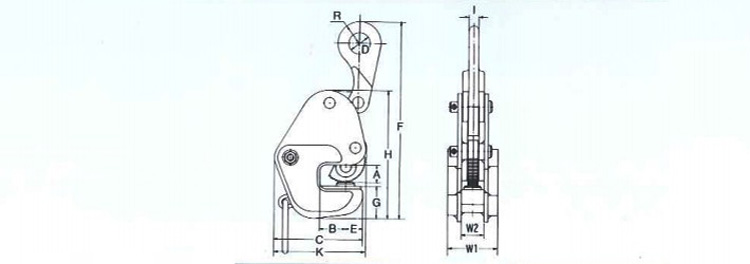GD橫吊鋼板起重鉗尺寸圖