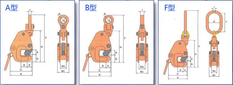 GT橫吊鋼板起重鉗尺寸圖